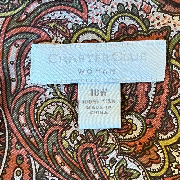 Charter Club Woman Silk Paisley Fall Color Button Down Blouse 18W - Picture 6 of 7